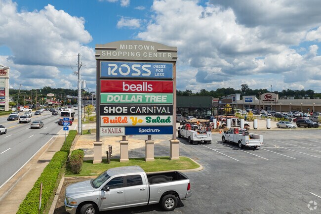 The Midtown Shopping Center in East Carver Heights features many commercial stores for residents.