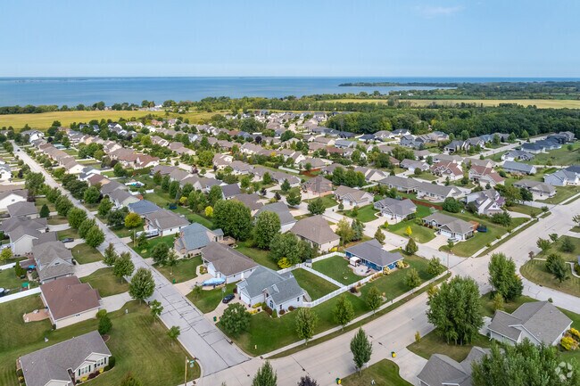 The Red Smith neighborhood and the Bay of Green BAy in the distance.