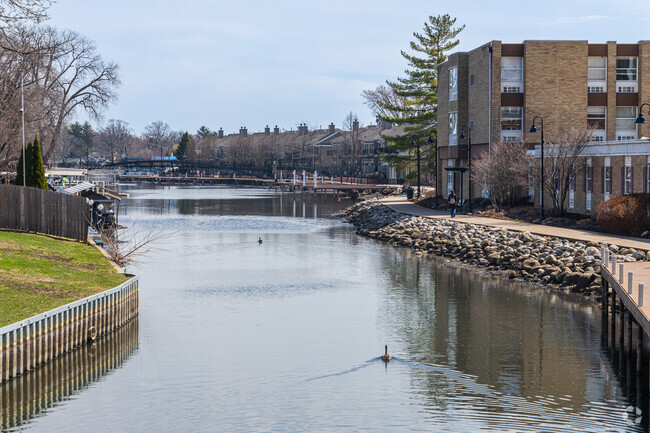 The Fox River winds around Deep Spring Woods, offering boating, fishing, and scenic views.