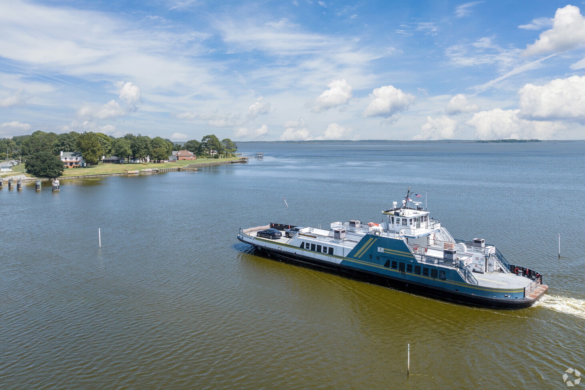 The Currituck Ferry traveling to the Knotts Island neighborhood of North Carolina.