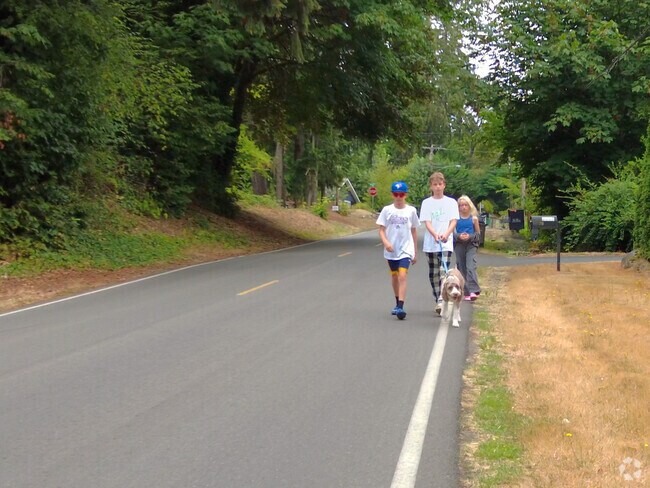 The Marine Drive neighborhood is secluded and very walkable.