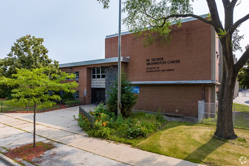 The front of Dr. George Washington Carver Academy in Brewer's Hill.