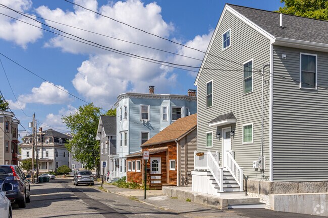 A row of unique home styles from Triple Deckers to single story ranches in Downtown Haverhill.