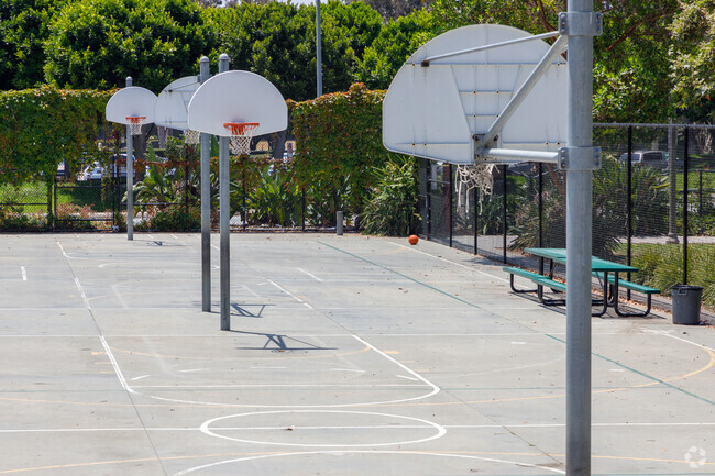 Students can play basketball in Cesar Chavez Elementary School.