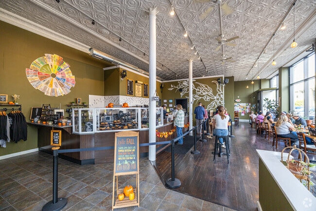 The Caffeinery is a popular local coffee shop in the Downtown Muncie neighborhood.