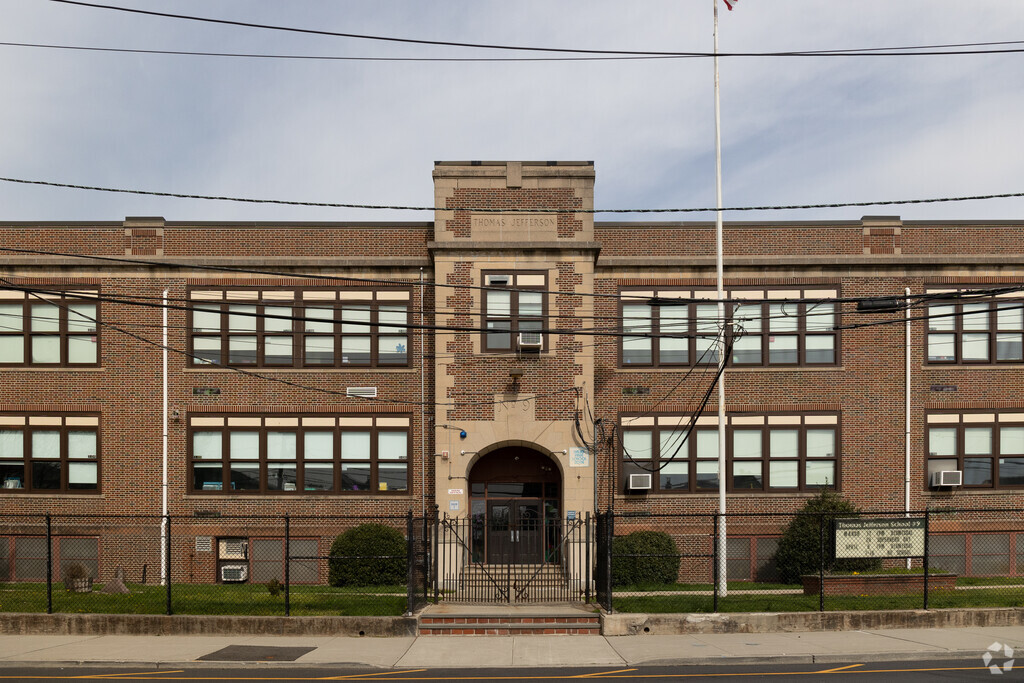 Thomas Jefferson School entrance building with fencing #9 in Garfield, NJ