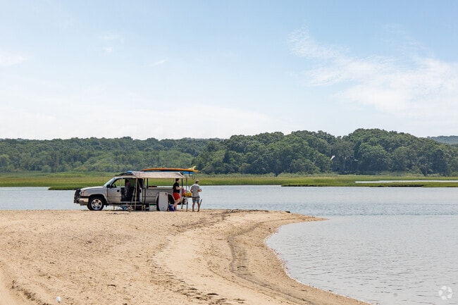 You can drive onto the beach and camp out at Accabonac Harbor in Springs.