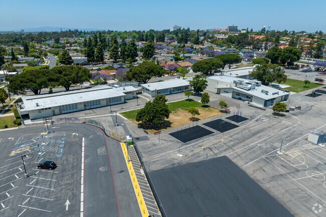 Playground and parking lot at Kettering Elementary School.