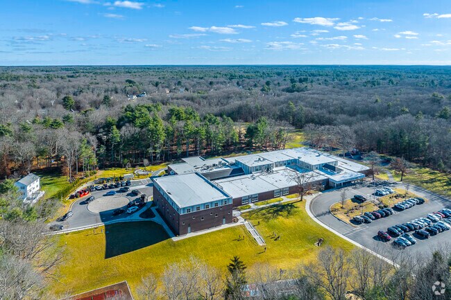 Mabelle M. Burrell Elementary School: Modern design and green surroundings from above.