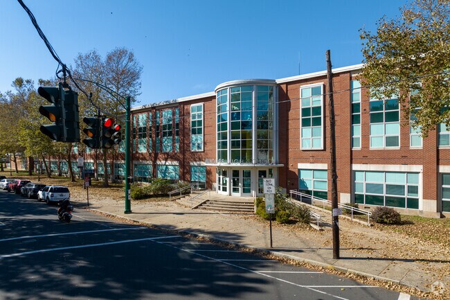 James Hillhouse High School's entrance.