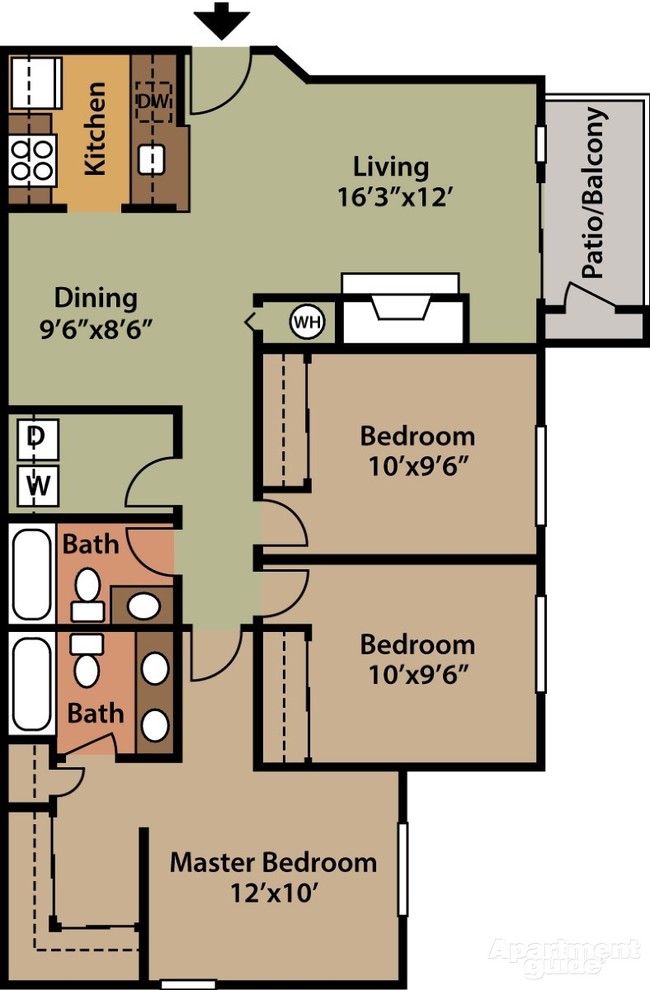 3 Bedroom 2 full Bath 1153 Sq. Ft.