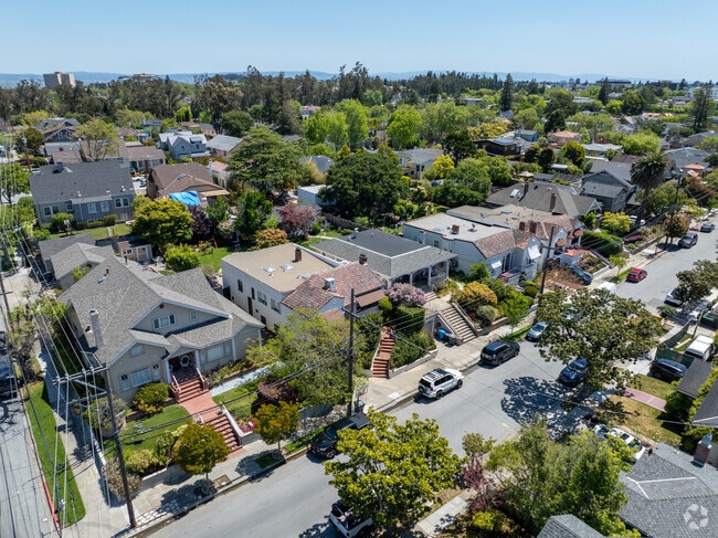Aerial view captures the quaint charm of Burlingame Terrace.