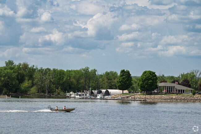 Boaters are constantly passing by Houska Park on the Mississippi River.