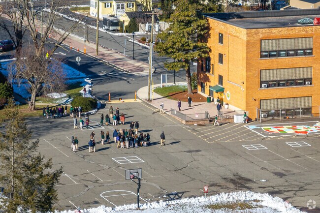 Students line up after recess at St Bartholomew Academy, Scotch Plains, NJ.