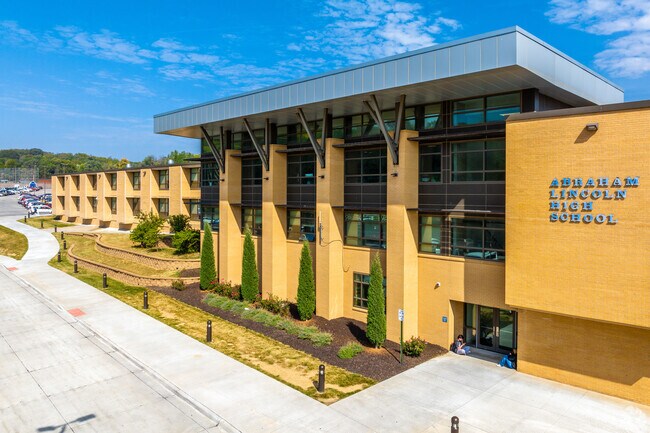 Abraham Lincoln High School is a large and diverse high school in a modern campus.