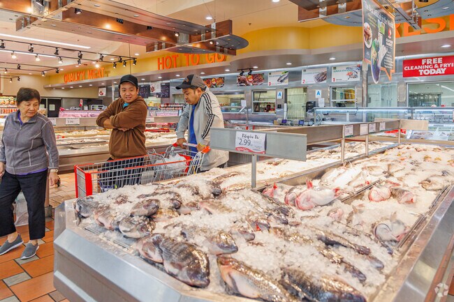 Seafood City Supermarket features delicacies from the sea and a large selection of goods.