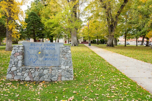 Students enjoy Fall colors on the Bishop Union High School campus.