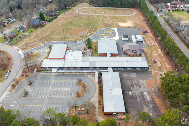 An aerial view of Maude Trevvett Elementary School.