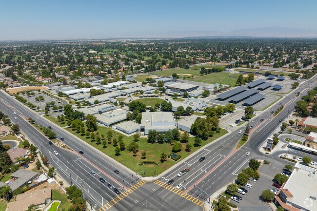 An elevated look at the neighborhood surrounding Stockdale High School in Bakersfield.