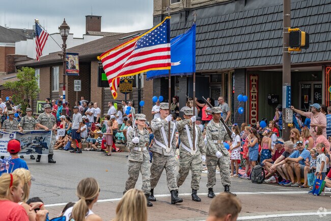The Fourth of July Parade features service groups and local marching bands.