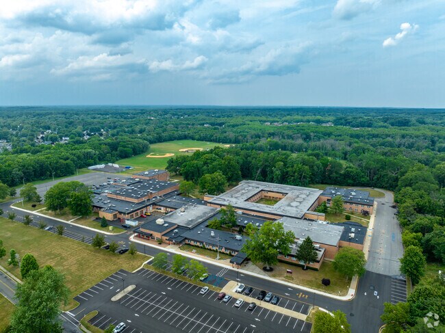 Aerial view of Entrance at Manalapan High School.