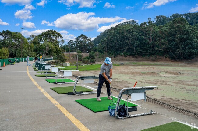 Crestmoor golfers hit the range at San Bruno Golf Center.