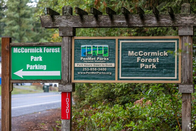A sign marks the McCormick hiking trail near Canterwood.