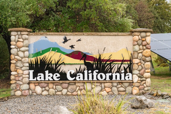 Lake California sign marks the entrance to this gated community.