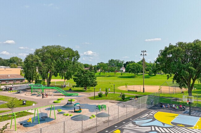 Phelps Field Park has a basketball court, a playground, and a baseball field.