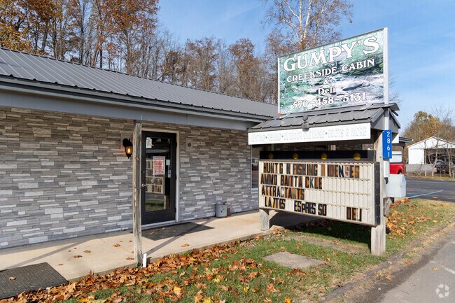 Gumpy’s Creekside Cabin is a local favorite for casual meals and hunting supplies near Pine Township.