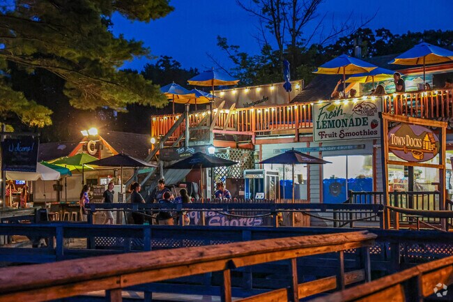 Downtown Meredith offers many lakeside dining options with outdoor decks.