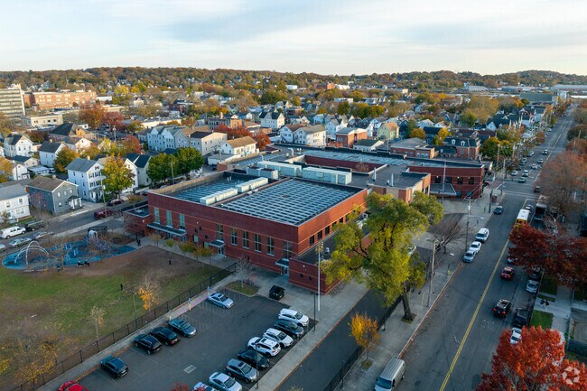 An aerial view of Columbus Family Academy.