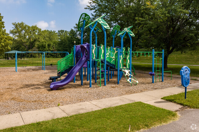 Let the kids climb on the colorful playground at Bundschu Park.