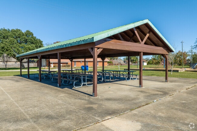 A special events pavilion sits proudly at Travis Elementary School.