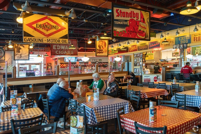 A group of College Park McIntosh friends enjoys lunch at Portillo's.