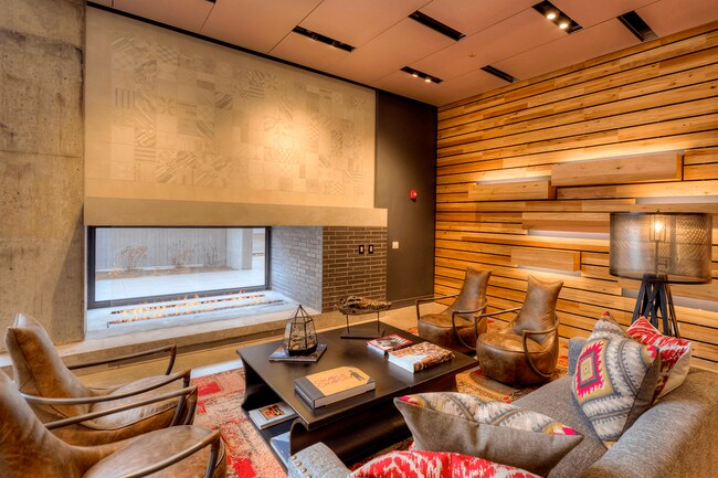 Lobby lounge with fireplace