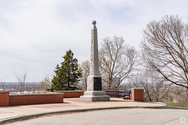 The Lincoln Monument in Lincoln-Fairview commemorates Abraham Lincoln's visit in 1859.