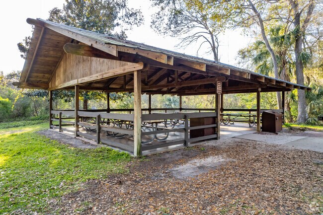 Sawgrass Lake Park includes picnic areas for family gatherings.