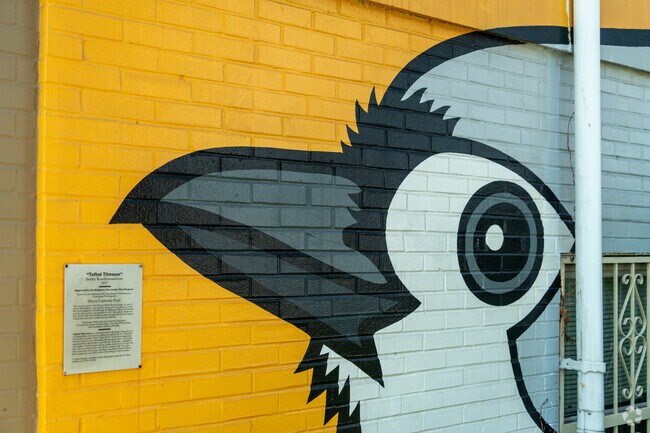 Decorative murals can be found throughout the buildings in Rosebank.