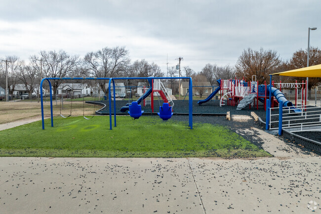 Kids at Mueller Aerospace and Engineering Magnet Elementary School can climb on the playground.