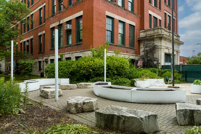 Student gardens double as quiet area's for students at Otis Elementary School.
