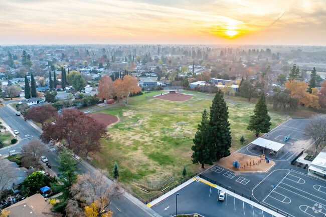 The field at Cordova Gardens Elementary School is great for kickball.