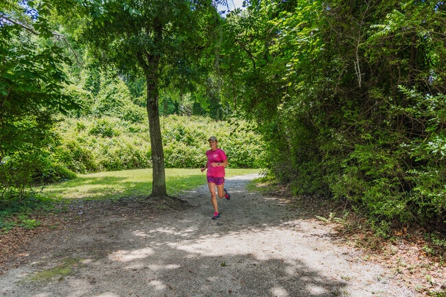 Oyster Point locals love to jog the tree shaded trail at the Fort Palmetto Park in Mt Pleasant.