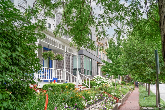 Homes in Market East often have beautiful landscaping to highlight their property.