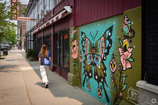 Public art like this mural is common in Elmwood Bryant.