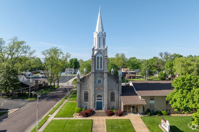 Mascoutah First Baptist Church is one of two historic steeples along the Mascoutah skyline.