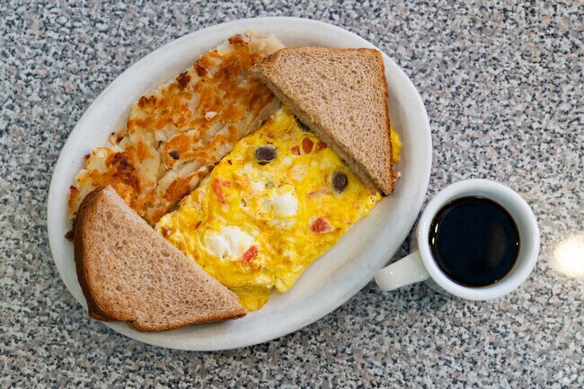 City Line Diner in Paxtang serves its signature omelette alongside fresh coffee.