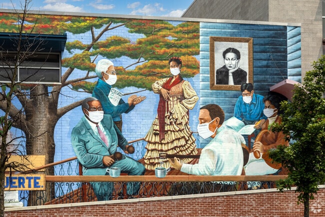 Mural at Julia de Burgos Elementary School in Fairhill.