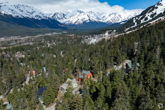 Chalet-style homes are perched on the Alyeska hillside with amazing views.