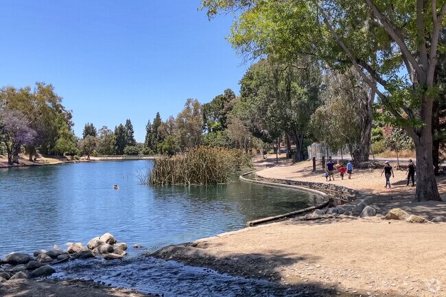 Laguna Lake Park in Fullerton is popular for walking and fishing.